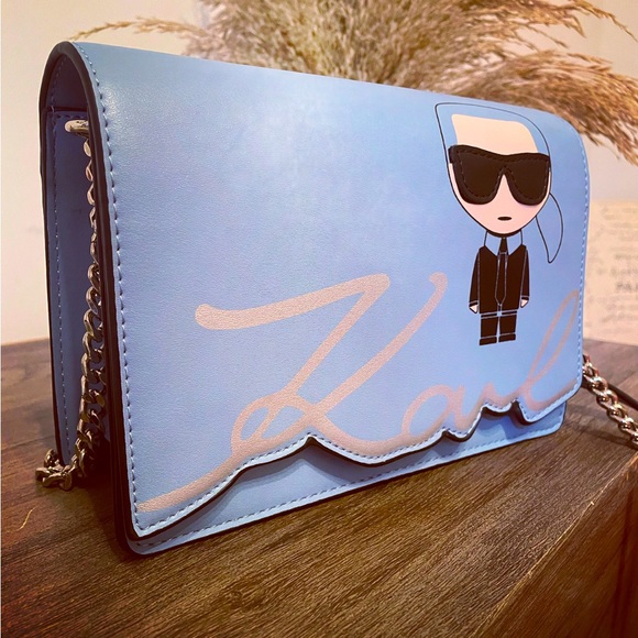 KARL LAGERFELD BLUE STYLISH SIGNATURE WOMENS BAG - Picture 4 of 6